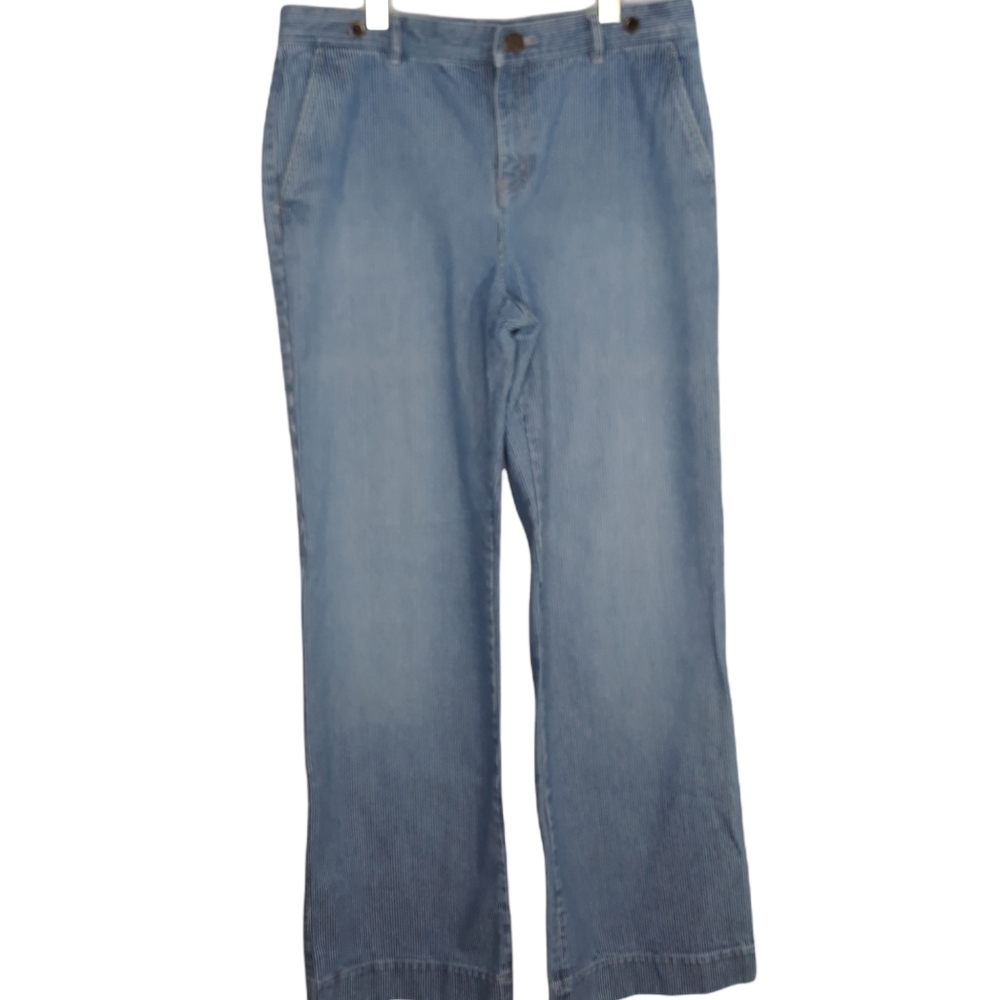 Lauren Jean Co. Vintage Wide Leg Railroad Stripe Women's Size 8 Denim Jeans